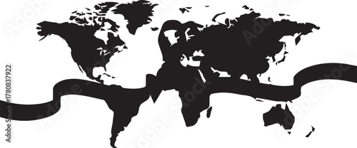 World aids day red ribbon global awareness map symbol campaign international support