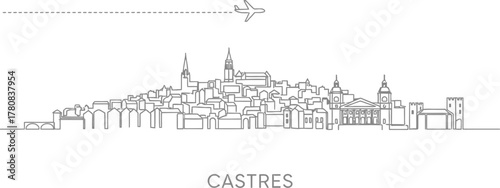 Castres Skyline with Airplane Travel