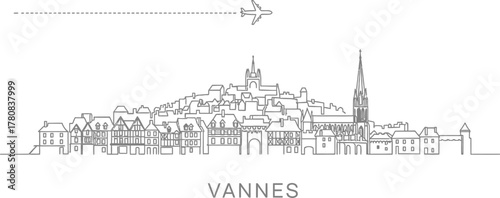 Vannes France Skyline with Airplane
