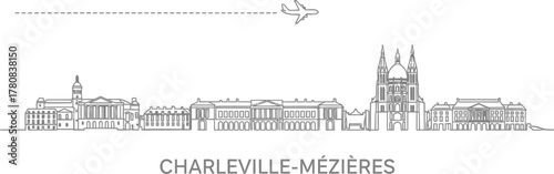 Charleville-Mezieres Skyline with Airplane Icon