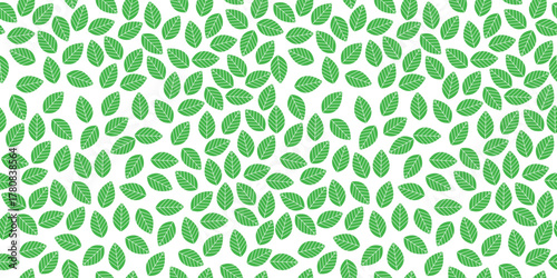 Seamless green leaf pattern for modern vector background and decorative design. Natural foliage texture with botanical wallpaper, and endless eco friendly illustration.