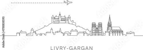 Livry-Gargan Skyline with Airplane
