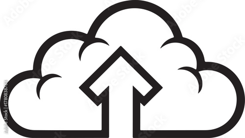 Cloud upload icon, data transfer to the cloud
