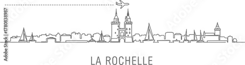 La Rochelle Skyline with Sailboats and Airplane