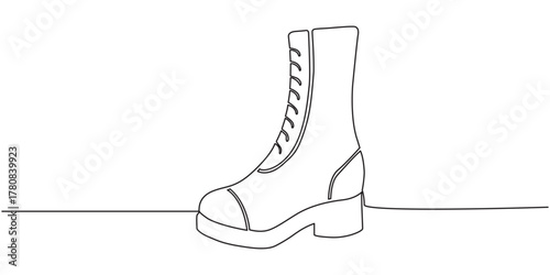 Slika na platnu Sleek, single-line drawing of modern sports shoe; continuous line art style,  el