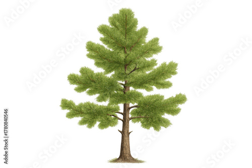 Pine tree showing evergreen needles, a conifer plant creating natural forest growth, isolated with transparent background