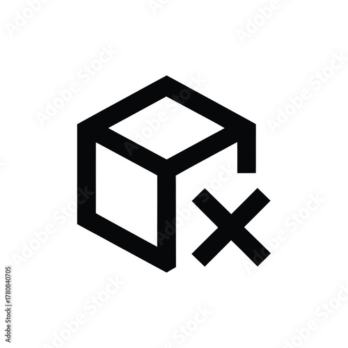 Box With Cross Mark Showing Cancellation Or Removal On Transparent Background