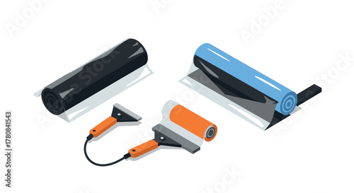 Isometric wallpaper and tools creative design essentials for home renovation