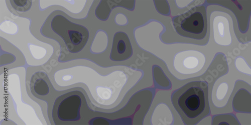 Abstract topographic contour map with a grayscale palette and faint purple and blue outlines, providing a subtle yet intricate organic texture for diverse design projects and backgrounds