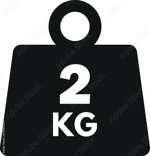 2 kilogram icon isolated on white background . 2 kilogram weight icon . Vector illustration