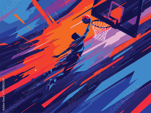 Basketball Dunk Vector Illustration