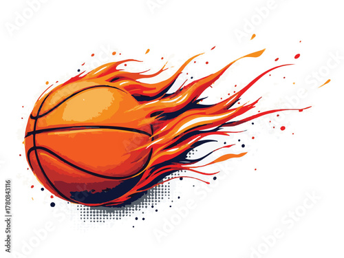 Flaming Basketball Illustration