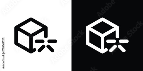 Outline Box with Transparent Background, Removing, Deleting. Icon in Black and White