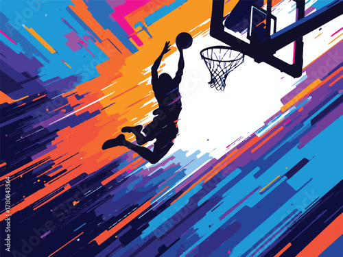 Basketball Dunk Vector Illustration