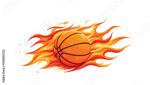Flaming Basketball Illustration