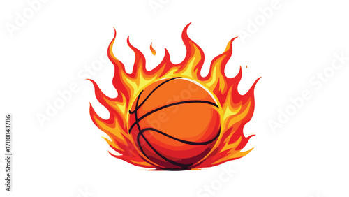 Flaming Basketball Illustration