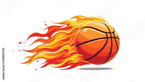 Flaming Basketball Illustration