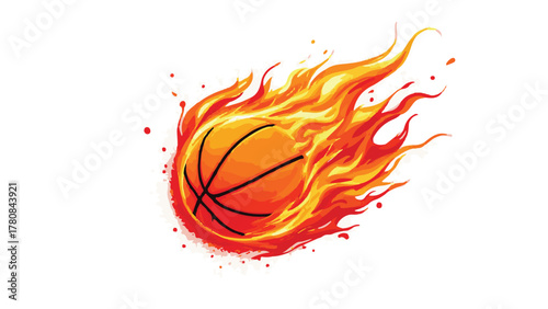 Flaming Basketball Illustration
