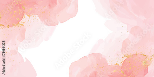 Abstract pink watercolor background texture with beautiful rose flowers, petals, and floral spring decoration