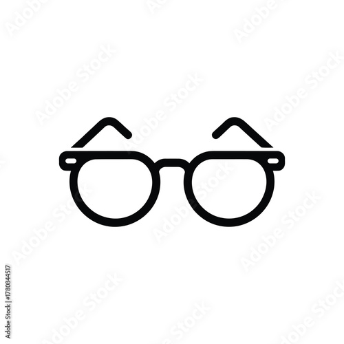 Round Glasses Outline on Transparent, Spectacles Silhouette, Eyewear Accessory