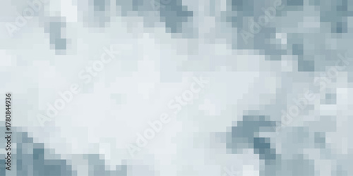 Pixelated abstract background with soft blue and white squares forming a blurry, impressionistic pattern resembling clouds or distant ice formations for a subtle visual effect