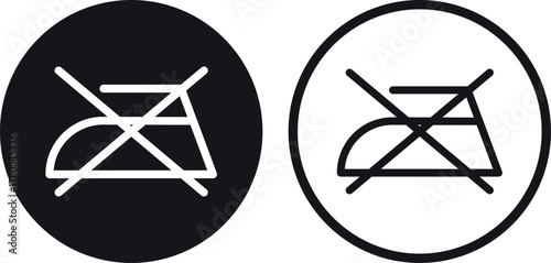 Do not iron icon set in two styles . No ironing laundry symbol . Laundry fabric clothes washing care icon . Vector illustration