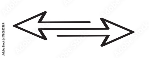 Continuous line drawing of horizontal double arrow symbol. abstract line art illustration. Arrow pointing right, line continuous drawing vector. One line Arrow pointing right, vector background.