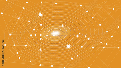 Digital technology and big data analysis background. Abstract technology background with glowing star pattern, digital science design concept, and energy network illustration. A beautiful macro image.