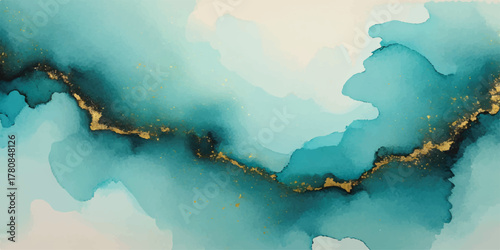 Blue sky with white clouds and an iceberg in the blue sea is an abstract illustration of the earth's geography