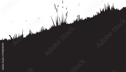 Black silhouette of grass on a white background vector