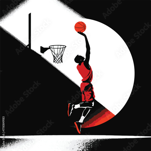 Basketball Dunk Vector Illustration