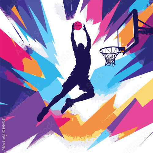 Basketball Dunk Vector Illustration