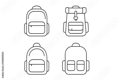 Collection of simple backpack designs in varying styles suitable for everyday use and travel purposes