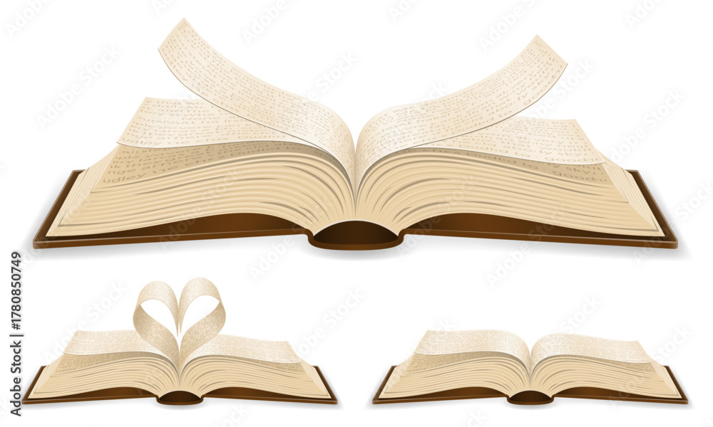 Obraz premium retro open book with pages cartoon stock vector illustration isolated on white background