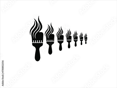 Hair salon brush icon with hair strands forming