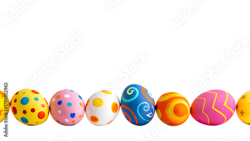 Colorful Painted Easter Eggs Decoration on Black Background Festive Arrangement
