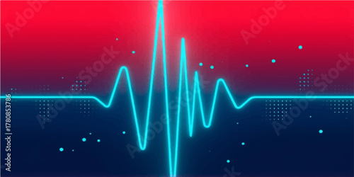 Green graphic line on a monitor displays a heartbeat or pulse in a medical setting like a hospital, illustrating an ECG or cardiogram wave