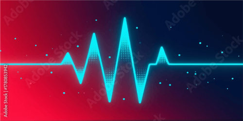 Cardiogram pulse rate on monitor displaying a red line forming a heart shape for medical health technology