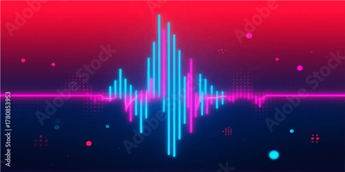Digital sound wave vector illustration for music and audio frequency data chart