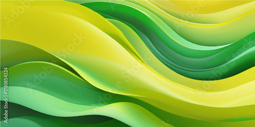 Abstract green background featuring colorful wavy patterns and light vector design with nature-inspired energy and fluid motion