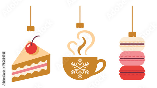 Festive Delights: An array of delightful food items is elegantly arranged. The illustration is perfect for seasonal projects.