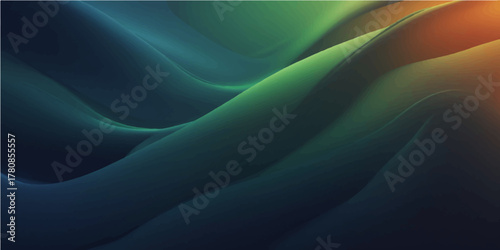 Smooth flowing digital abstract blue and green wave pattern backgrounds with soft light and line design