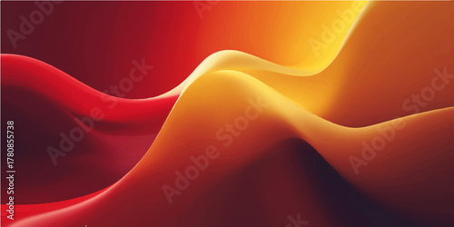 Soft red silk fabric flowing in a smooth wave pattern creates a luxurious abstract texture backdrop