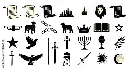 Christianity symbols vector art religious icons spiritual design elements for faith based projects
