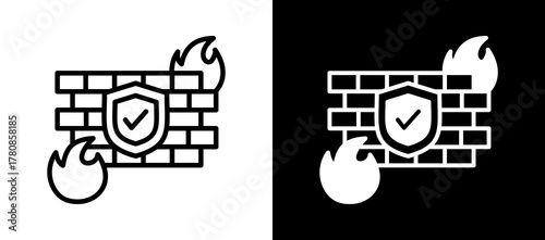 Firewall Protection whiteblack icon