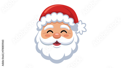 Photography Santa Claus: A festive illustration of Santa Claus, with a jolly expression, bushy white beard, and iconic red hat