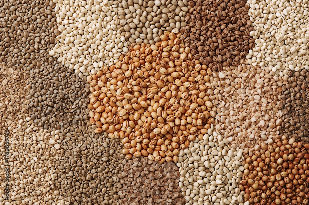 Naklejka premium Healthy Superfood Grains Flat Lay
