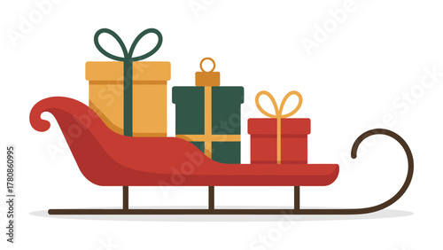 Holiday Gifts: Christmas Sleigh filled with meticulously wrapped gifts, creating a warm and welcoming holiday image. A symbol of generosity and good cheer.