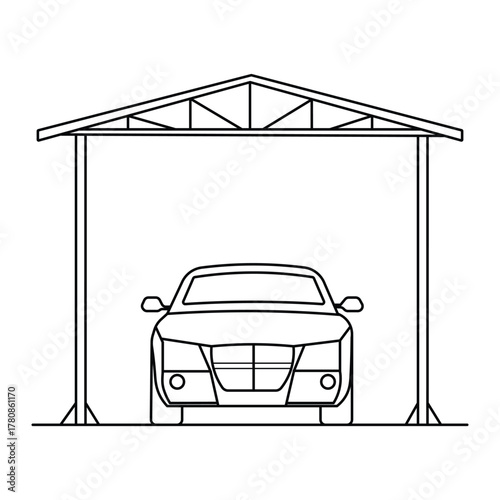 car garage thin line vector icon