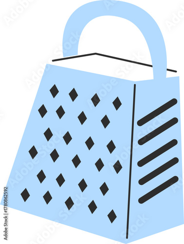 Flat vector illustration of a cheese grater kitchen tool. Ideal for cooking, food preparation, and culinary designs.